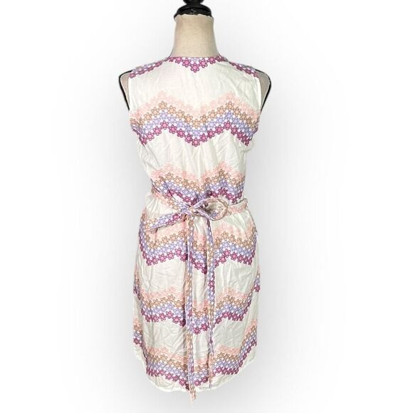 Miguelina Ali Wrap Dress Women's Med White Pink Embroiodered Sleeveless RTR - Picture 5 of 14